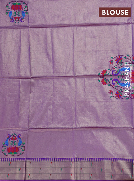 Semi paithani saree violet with allover zari woven buttas and paithani pallu