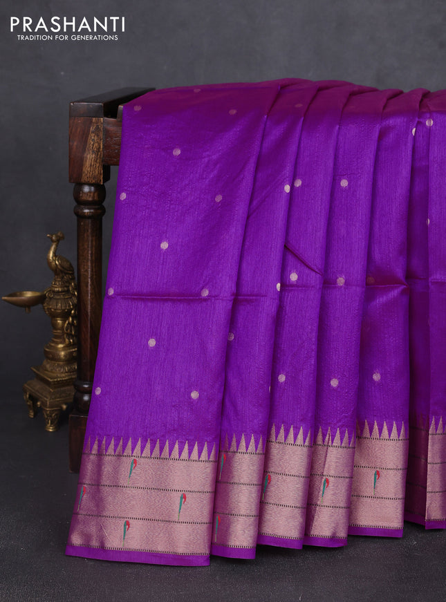 Semi paithani saree purple with allover zari woven buttas and paithani pallu