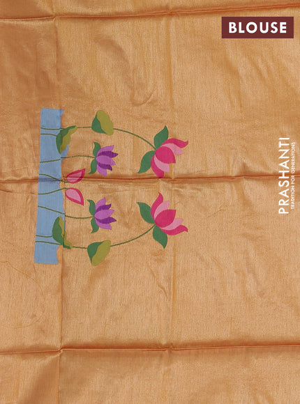 Semi paithani saree mustard yellow with allover zari woven buttas and paithani pallu