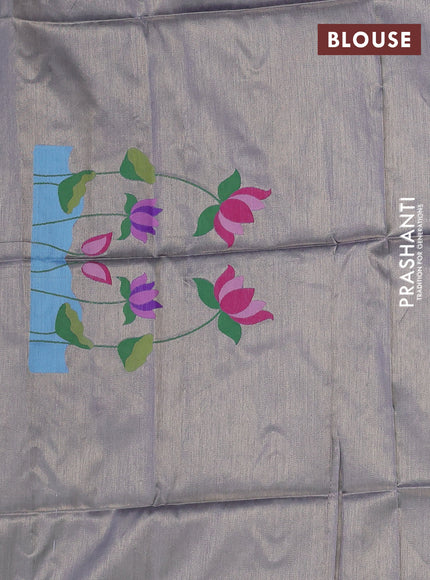 Semi paithani saree grey with allover zari woven buttas and paithani pallu