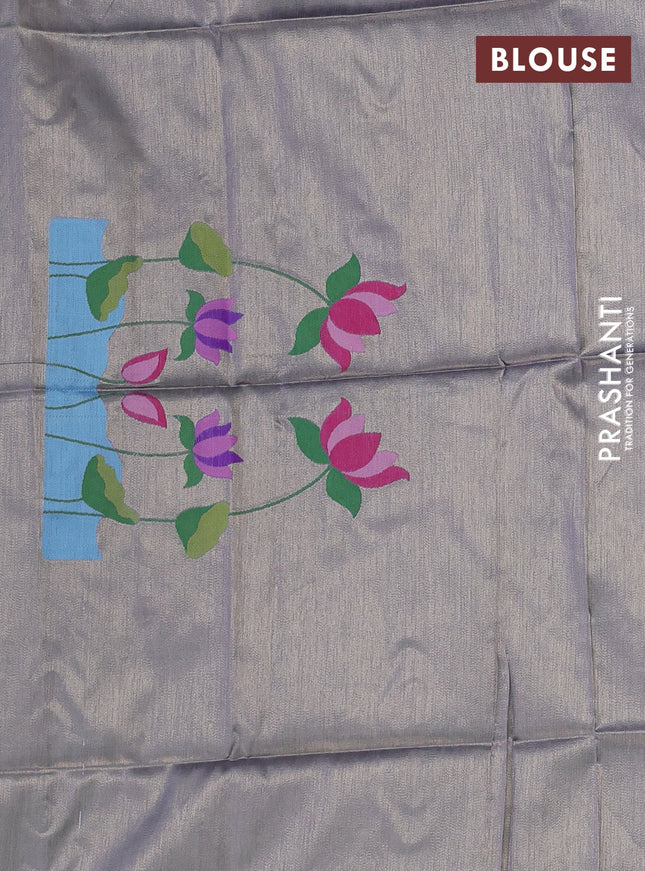 Semi paithani saree grey with allover zari woven buttas and paithani pallu