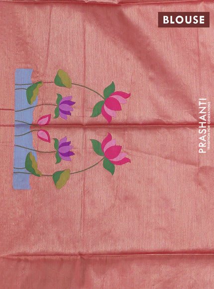 Semi paithani saree peach shade with allover zari woven buttas and paithani pallu