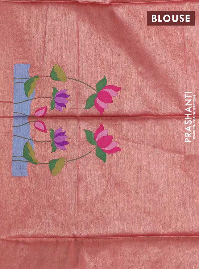 Semi paithani saree peach shade with allover zari woven buttas and paithani pallu