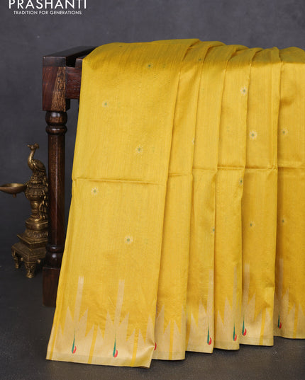 Semi paithani saree yellow with allover zari woven buttas and paithani pallu