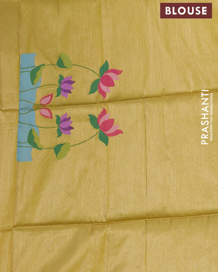Semi paithani saree yellow with allover zari woven buttas and paithani pallu