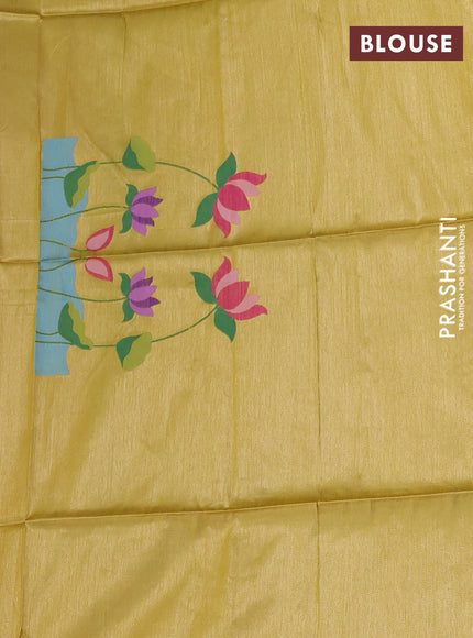 Semi paithani saree yellow with allover zari woven buttas and paithani pallu