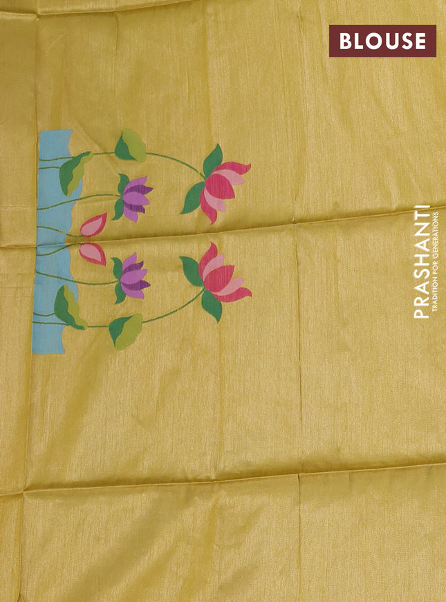 Semi paithani saree yellow with allover zari woven buttas and paithani pallu
