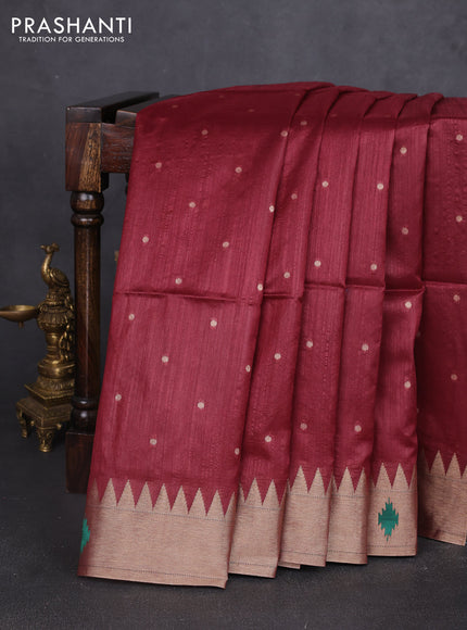 Semi paithani saree maroon with allover zari woven buttas and paithani pallu