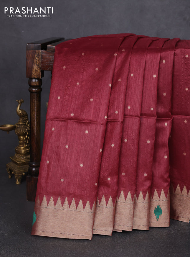 Semi paithani saree maroon with allover zari woven buttas and paithani pallu