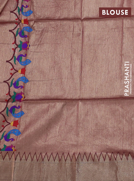 Semi paithani saree maroon with allover zari woven buttas and paithani pallu