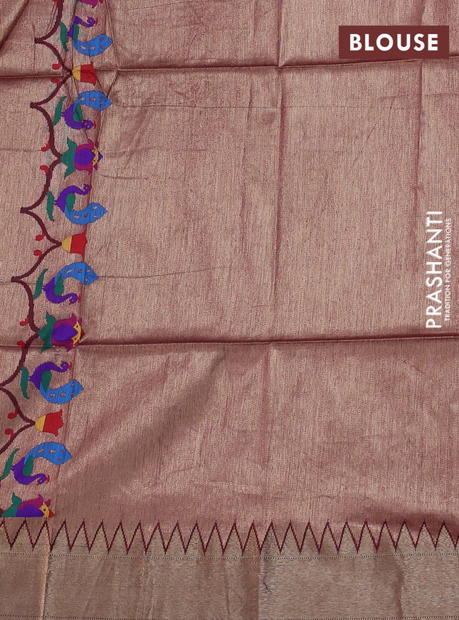 Semi paithani saree maroon with allover zari woven buttas and paithani pallu