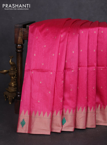 Semi paithani saree pink with allover zari woven buttas and paithani pallu