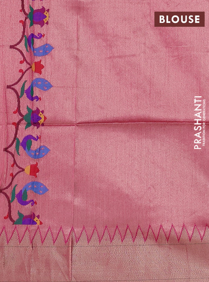 Semi paithani saree pink with allover zari woven buttas and paithani pallu