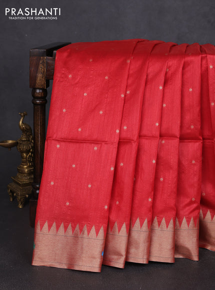 Semi paithani saree red with allover zari woven buttas and paithani pallu