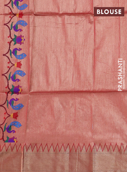Semi paithani saree red with allover zari woven buttas and paithani pallu