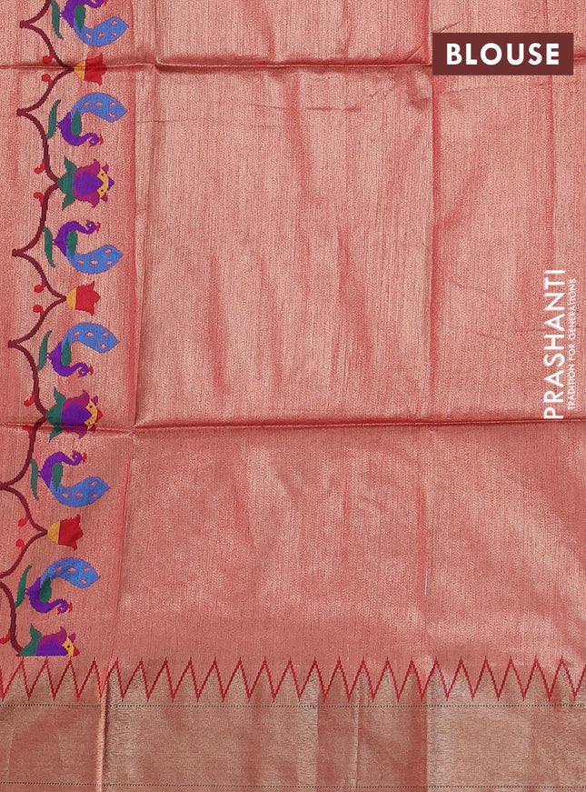 Semi paithani saree red with allover zari woven buttas and paithani pallu