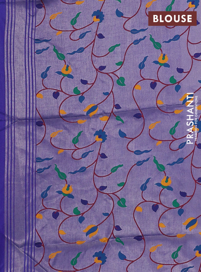 Semi paithani saree blue with plain body and paithani pallu