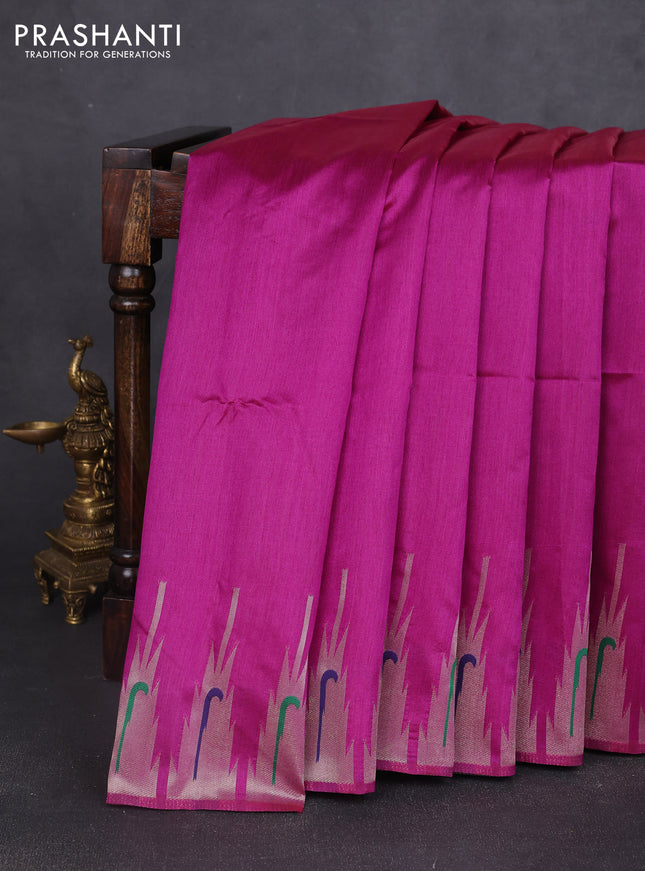 Semi paithani saree purple with plain body and paithani pallu