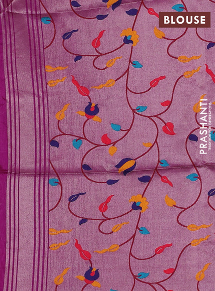 Semi paithani saree purple with plain body and paithani pallu