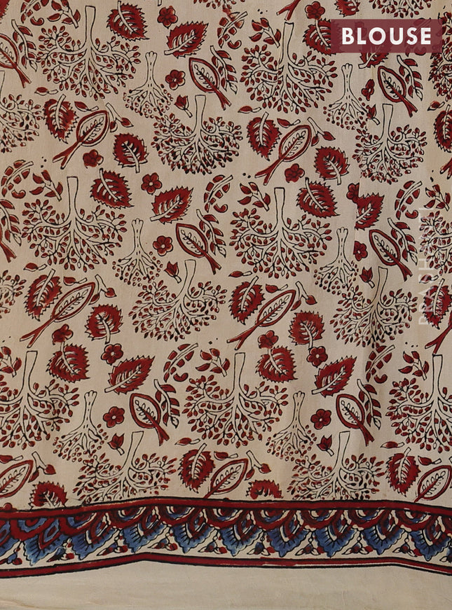 Modal silk saree cream and maroon with allover ajrak butta prints and zari woven pallu