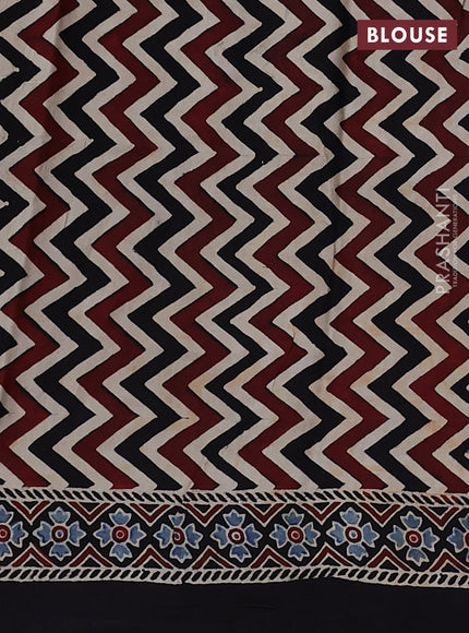 Modal silk saree black and grey with allover ajrak butta prints and zari woven pallu
