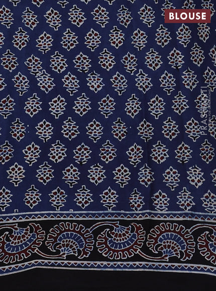 Modal silk saree black and maroon with allover ajrak prints and zari woven pallu