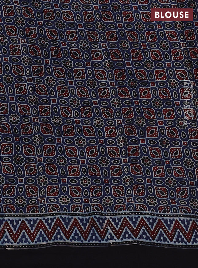 Modal silk saree black with allover ajrak prints and zari woven pallu