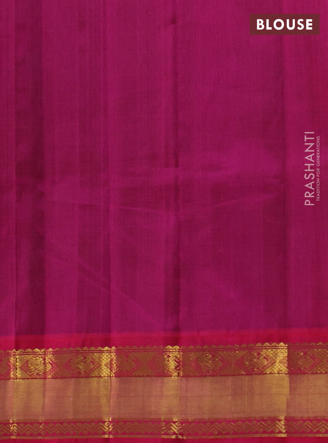 Kuppadam silk cotton saree green and pink with annam zari woven buttas and zari woven korvai border