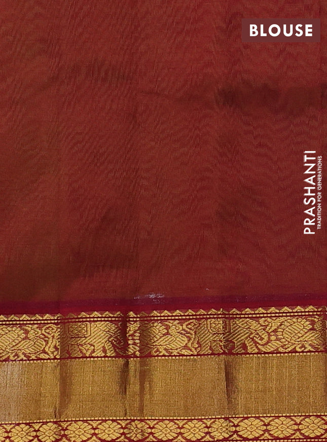 Kuppadam silk cotton saree light green and maroon with annam zari woven buttas and zari woven korvai border