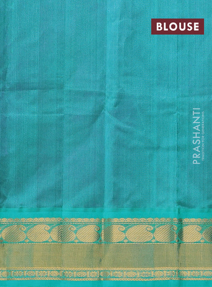 Kuppadam silk cotton saree purple and teal blue with plain body and paisley zari woven border
