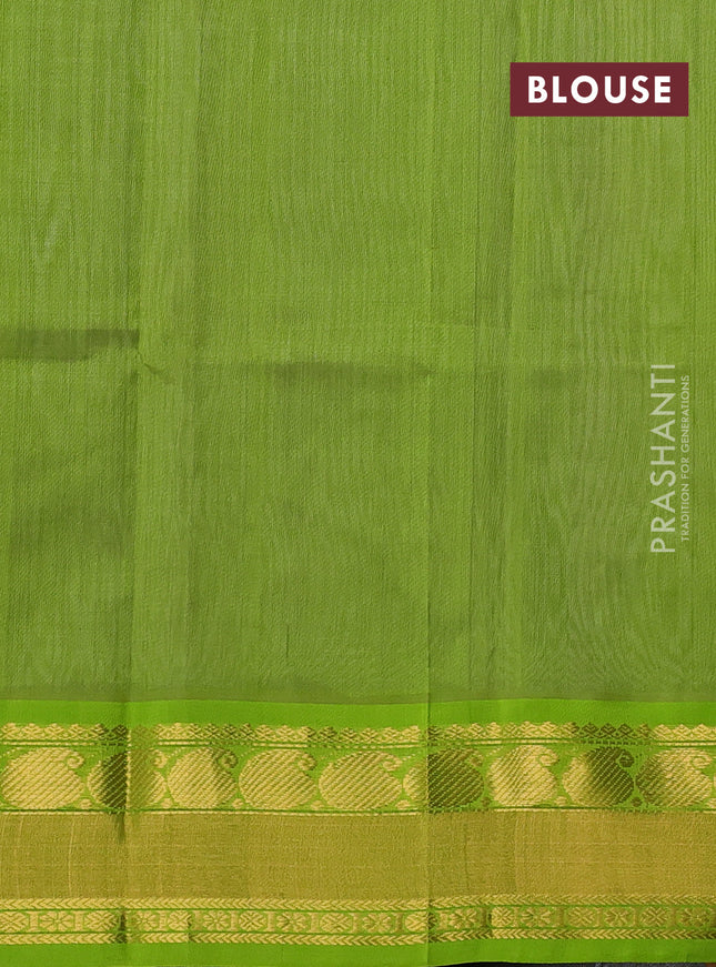 Kuppadam silk cotton saree pastel lavender and fluorescent green with annam zari woven buttas and paisley zari woven border