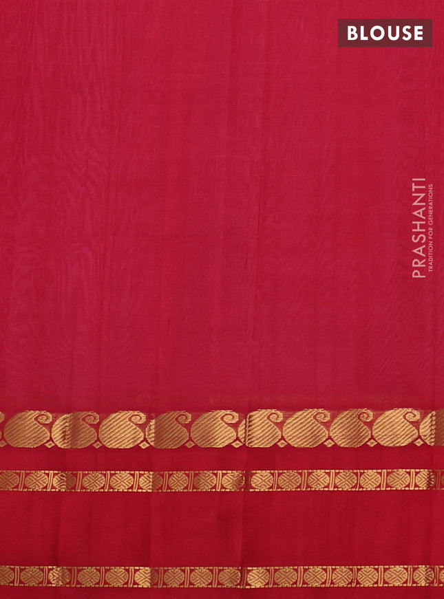 Kuppadam silk cotton saree light pink and maroon with allover zari checks & buttas and paisley zari woven border