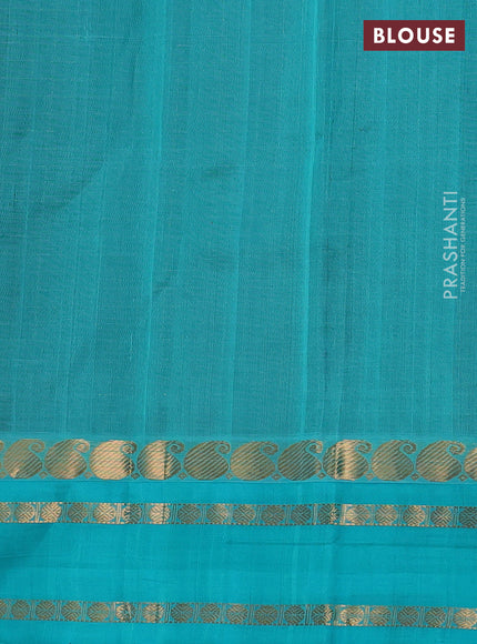 Kuppadam silk cotton saree black and teal blue with allover zari checks & buttas and paisley zari woven border