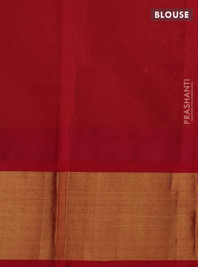 Kuppadam silk cotton saree lime yellow and red with plain body and temple design zari woven border