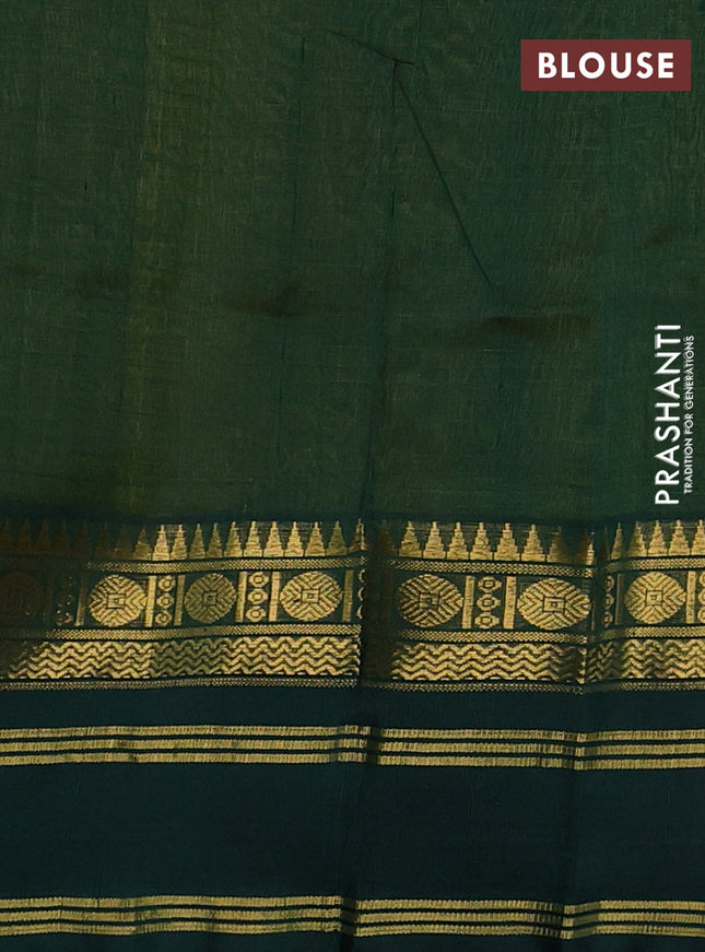 Kuppadam silk cotton saree yellow and bottle green with allover zari checked pattern and zari woven border