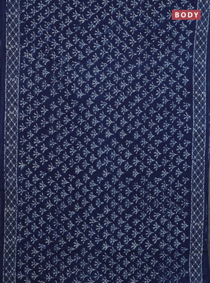 Jaipur cotton saree indigo blue with allover dabu prints and printed border