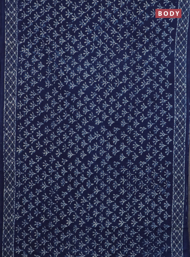 Jaipur cotton saree indigo blue with allover dabu prints and printed border