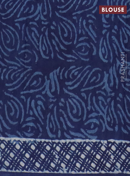 Jaipur cotton saree indigo blue with allover dabu prints and printed border