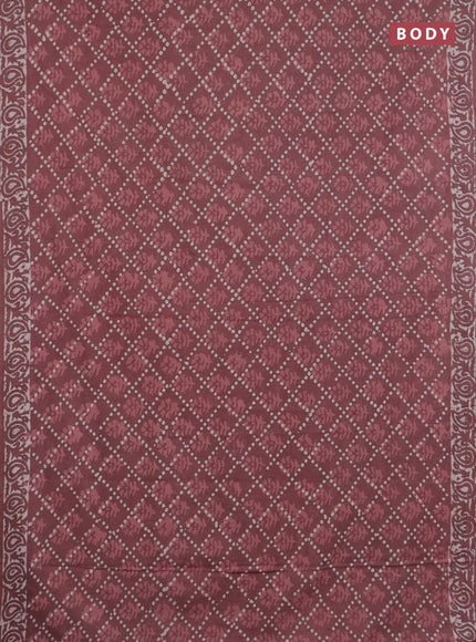 Jaipur cotton saree brown with allover prints and printed border
