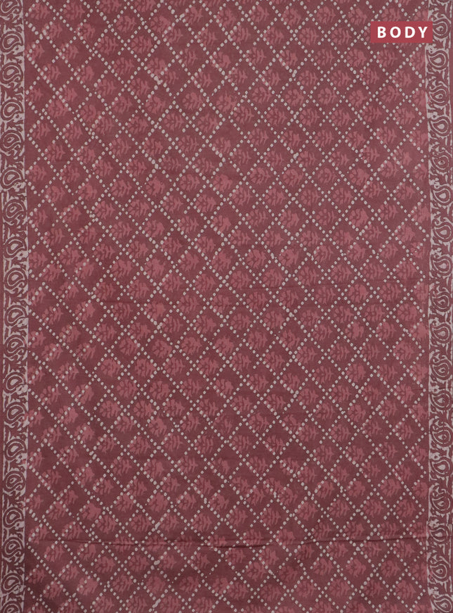 Jaipur cotton saree brown with allover prints and printed border