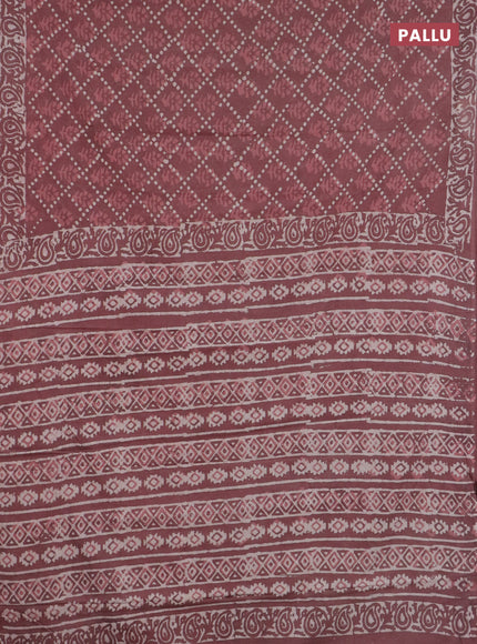 Jaipur cotton saree brown with allover prints and printed border