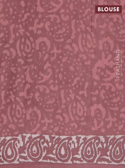 Jaipur cotton saree brown with allover prints and printed border