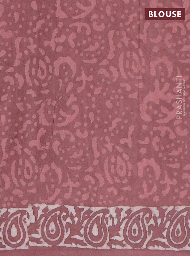 Jaipur cotton saree brown with allover prints and printed border