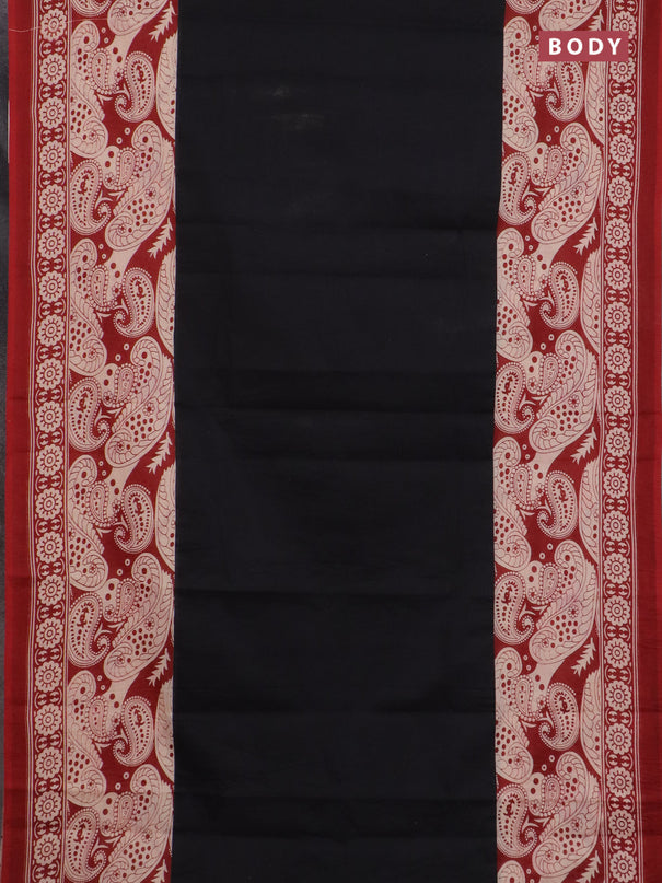 Jaipur cotton saree black and maroon with plain body and long printed border