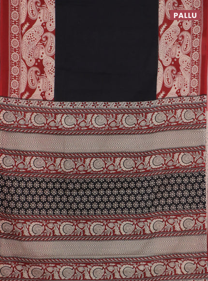 Jaipur cotton saree black and maroon with plain body and long printed border