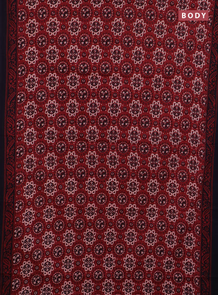Jaipur cotton saree maroon and black with allover prints and printed border