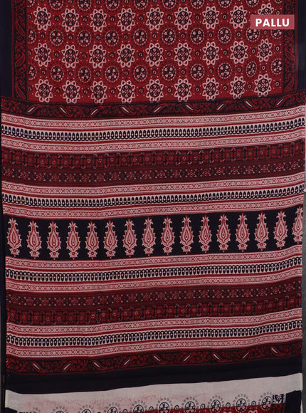 Jaipur cotton saree maroon and black with allover prints and printed border