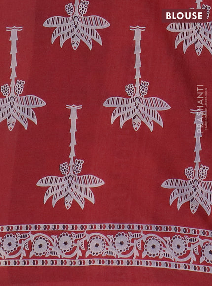 Jaipur cotton saree maroo and black with allover prints and printed border