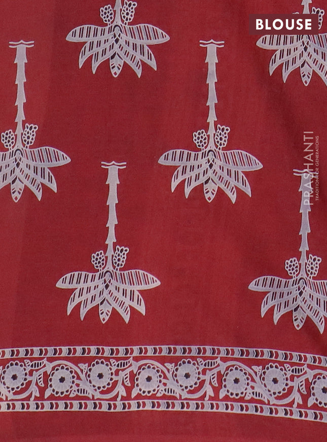 Jaipur cotton saree maroo and black with allover prints and printed border