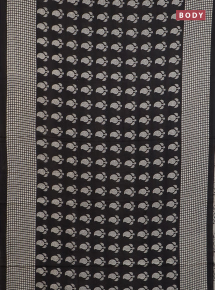 Jaipur cotton saree black with allover prints and printed border